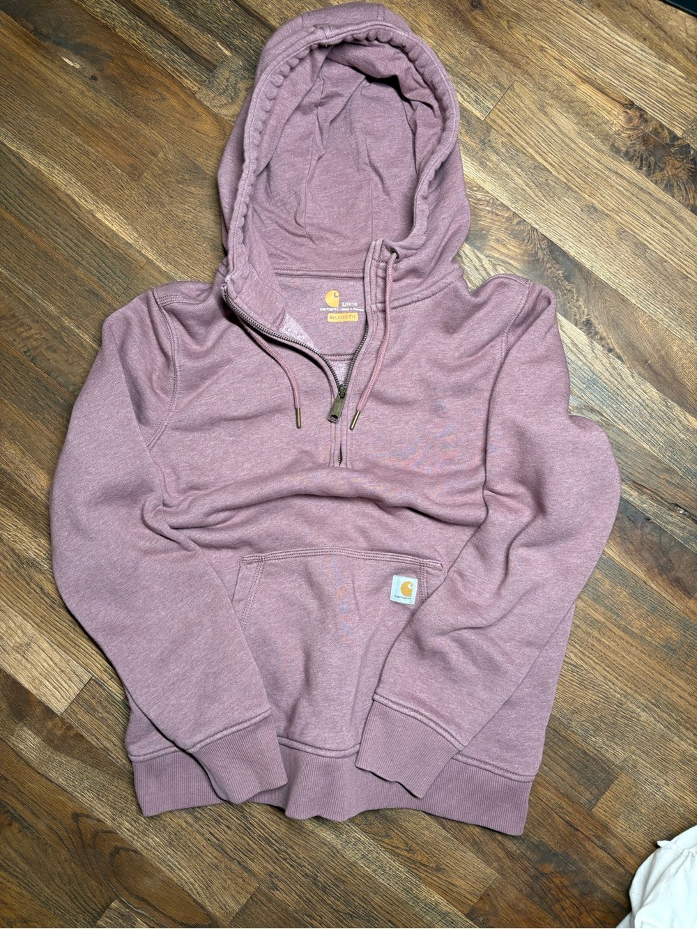 Carhartt Women's Mauve Half-Zip Hooded Pullover